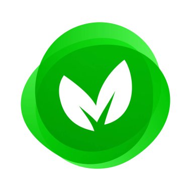 Yeşil yaprak vektör simgesi. Vegan ve vejetaryen gıda, biyo eko çevre, yeşil doğa koruma ve Bpa ücretsiz güvenli ve sağlıklı gıda paketi damga