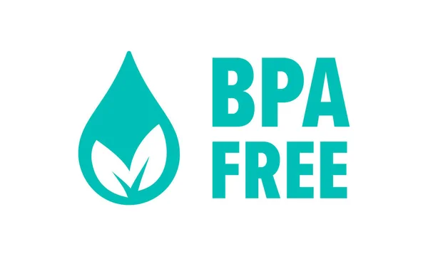 BPA vrije vector vinkje blad en drop icoon. Veilig voedselpakket stempel, gezonde BPA vrije zegel stempel — Stockvector