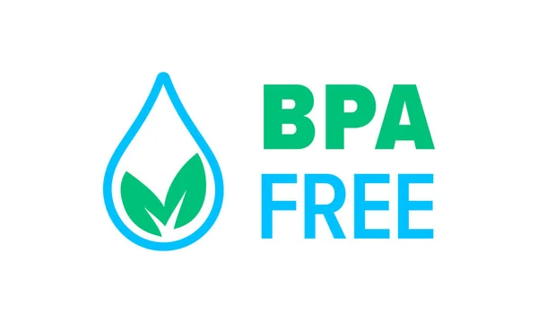 BPA vrije vector pictogram, veilig voedselpakket stempel. Gezonde BPA vrije check Mark blad en drop Seal — Stockvector