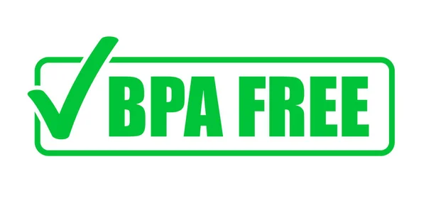 BPA libre vector verde icono de marca de verificación. Sello de paquete de alimentos naturales, sello seguro libre de BPA saludable — Vector de stock