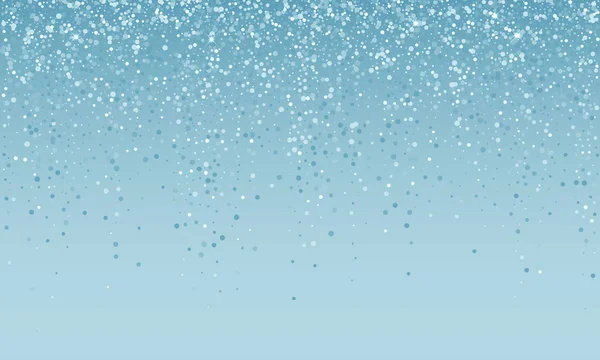 Confiti plateado cayendo sobre fondo azul blanco navideño. Vector carnaval fiesta brillo, brillo brillante confeti fondo — Archivo Imágenes Vectoriales