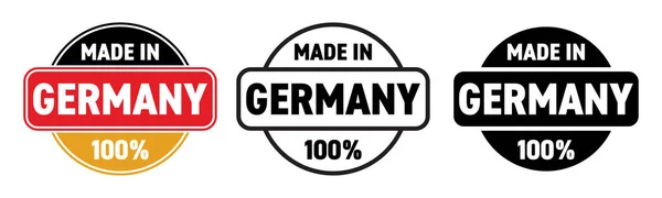 Icona vettoriale made in Germany. Etichetta di prodotto di qualità tedesca, logo del pacchetto al 100% — Vettoriale Stock