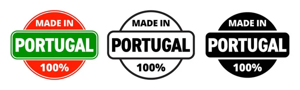 Icona vettoriale made in Portugal. Etichetta di prodotto di qualità fatta portoghese, timbro del logo del pacchetto al 100% — Vettoriale Stock