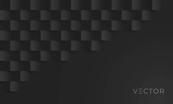 Schwarzer geometrischer Texturmuster Hintergrund. abstraktes 3D-Quadrat-Papier kreatives grafisches Design. Tapete und moderner geschäftlicher Hintergrund — Stockvektor