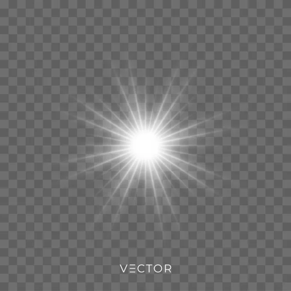 Étoile brillance de la lumière, éclat éclat éclat éclair étincelles sur fond transparent. Vecteur brillant scintille et lumière des étoiles brillants lentille effet de fusée éclairante — Image vectorielle