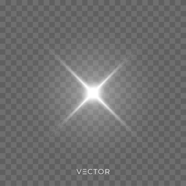 Étoile brillance de la lumière, les rayons lumineux d'étincelle avec effet fusée éclairante. Vecteur paillettes de Noël et éclat lumineux éclat éclat flash — Image vectorielle