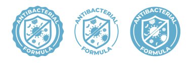 Antibakteriyel el jel ikonu, vektör kalkanı logosu, anti bakteriyel el yıkama, Covid koronavirüs temiz hijyen etiketi, tıbbi antibakteriyel alkol dezenfektanı, antiviral kalkan.