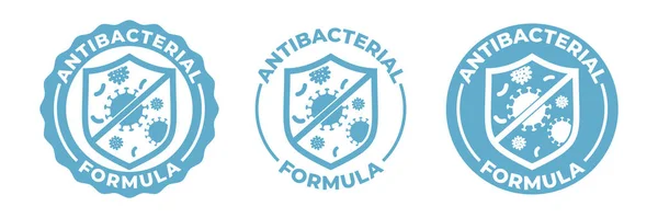 Ícone Gel Mão Antibacteriana Logotipo Escudo Vetorial Bacteriano Séptico Lavagem — Vetor de Stock