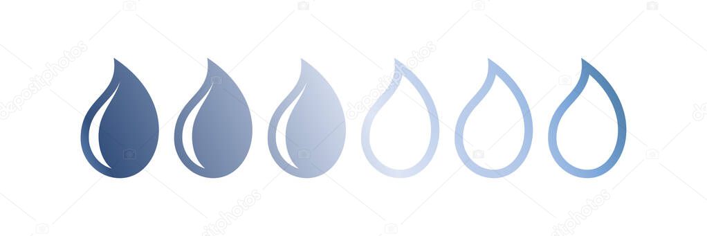 Absorption icon drops, female pads absorb layer and menstrual tampons leak ultra protection, vector water symbols. Sanitary pads and diaper leakage and absorption level degrees drops