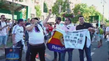 Kiev, Ukrayna, 26 Mayıs: Uefa Şampiyonlar Ligi Final Kupası 2018. FC Real Madrid ve Fc Liverpool. Gerçek hayranları fan bölgedeki