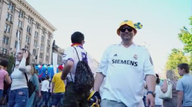 Kiev, Ukrayna, 26 Mayıs: Uefa Şampiyonlar Ligi Final Kupası 2018. FC Real Madrid ve Fc Liverpool. Gerçek hayranları fan bölgedeki