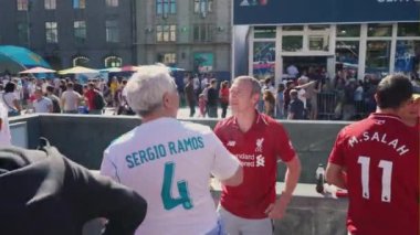 Kiev, Ukrayna, 26 Mayıs: Uefa Şampiyonlar Ligi Final Kupası 2018. FC Real Madrid ve Fc Liverpool. Hayranları fan bölgedeki