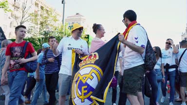 Kiev, Ukrayna, 26 Mayıs: Uefa Şampiyonlar Ligi Final Kupası 2018. FC Real Madrid ve Fc Liverpool. Gerçek hayranları fan bölgedeki