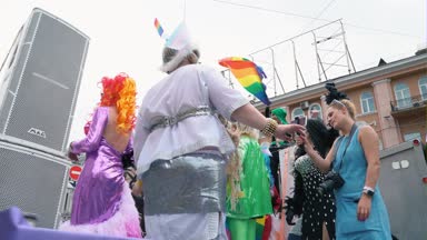 Ukrayna, Kiev, 17 Haziran 2018. Lgbt eşitlik Mart. Travesti ve travestiler