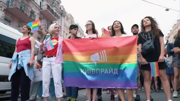 Ukraine, Kyiv, June 17, 2018. March of the LGBT Equality, gay lesbian pride — Stock Video