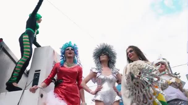 Ukraine, Kyiv, June 17, 2018. March of the LGBT Equality. Transvestites and transgenders — Stock Video