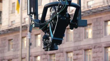 Video kamerada çekim sırasında dokunun. Sokakta bir film çekimleri