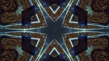 Kahve çekirdekleri kaleydoskop. Disko, festival, tasarım için çikolata arka plan. Coffee shop tasarım. Tahıl dönüyor. Kahve soyutlama. Tahıl öğütme. Kahverengi metal ile süsleme