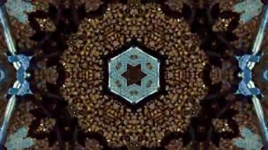 Kahve çekirdekleri kaleydoskop. Disko, festival, tasarım için çikolata arka plan. Coffee shop tasarım. Tahıl dönüyor. Kahve soyutlama. Tahıl öğütme. Kahverengi metal ile süsleme