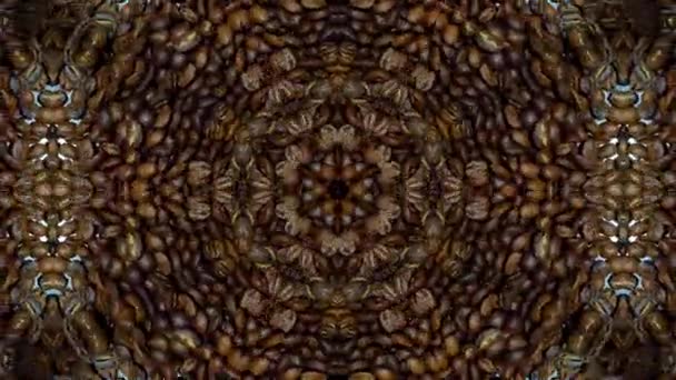 Kaleidoscope Coffee Beans Chocolate Background Disco Festival Design Coffee Shop — Stock Video