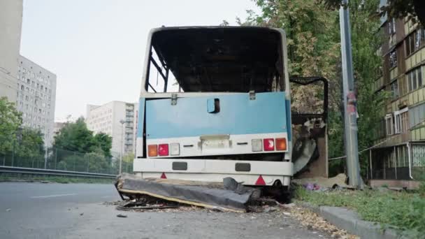 Autobus Ohni Výbuch Bomby Osobním Vozidle Teroristický Čin Autobusu Který — Stock video