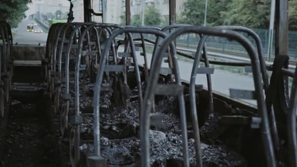 Autobus Ohni Výbuch Bomby Osobním Vozidle Teroristický Čin Autobusu Který — Stock video