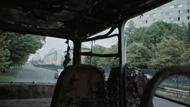 Autobus Pożarze Eksplozja Bomby Pojeździe Pasażerskim Akt Terrorystyczny Autobusie Przewożący — Wideo stockowe