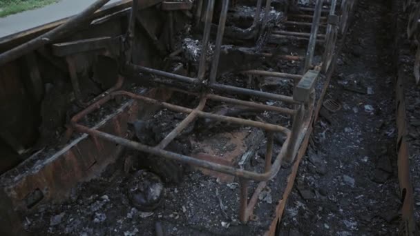 Ônibus Depois Incêndio Explosão Uma Bomba Num Veículo Passageiros Acto — Vídeo de Stock