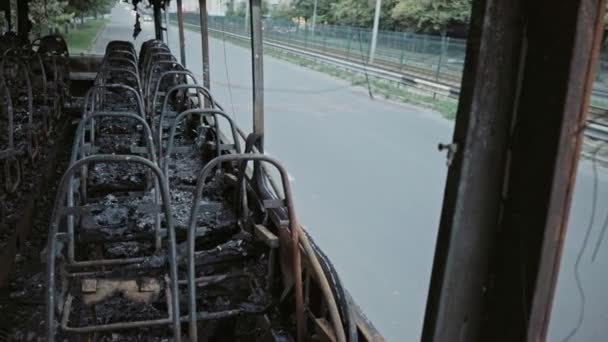 Autobus Ohni Výbuch Bomby Osobním Vozidle Teroristický Čin Autobusu Který — Stock video