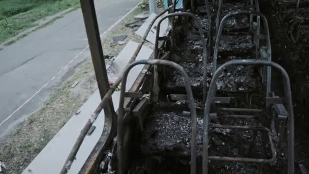 Ônibus Depois Incêndio Explosão Uma Bomba Num Veículo Passageiros Acto — Vídeo de Stock