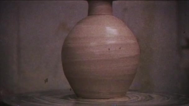 Vintage Effect Potter Makes Jug Clay Family Video Archive Retro — Stock Video