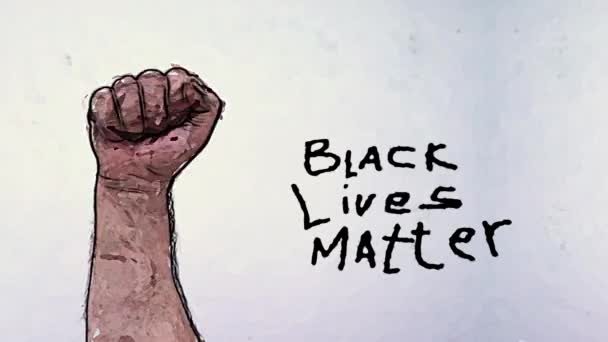 Poing Black Est Levé Symbole Lutte Contre Racisme Manifestation Contre — Video