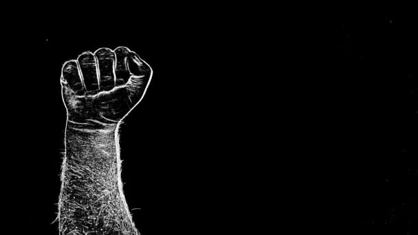 Γροθιά Του Μαύρου Σηκώθηκε Σύμβολο Της Καταπολέμησης Του Ρατσισμού Διαδήλωση — Αρχείο Βίντεο