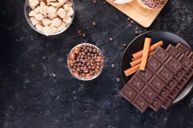 Tatlı ve pasta farklı tip Üstten Görünüm