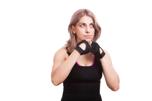 Ajuste mujer en ropa deportiva practicando deporte — Foto de Stock