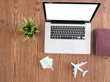 İşadamı ahşap Resepsiyon kavramı görüntünün üstten görünüm 