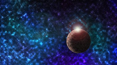 Uzay sahne arka plan ile bir gezegen çerçeve ve Bulutsusu