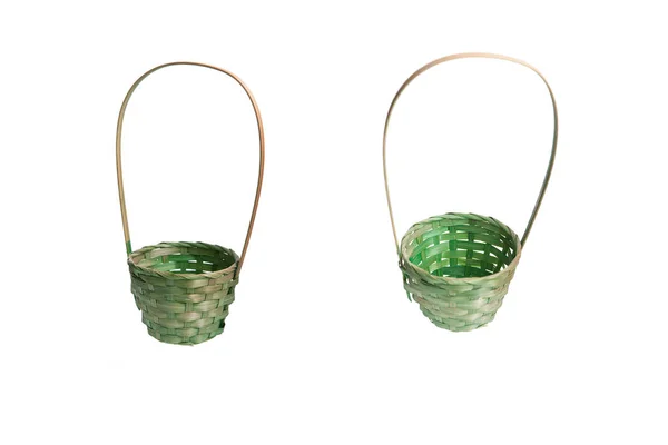 Green basket on white background isolated — Stock Photo, Image