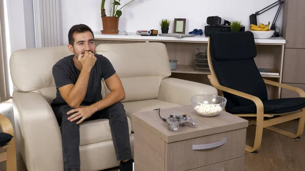 Thoughtful Attractive Young Man While Being Home — Stock Photo, Image