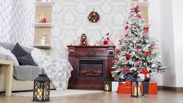 Hermosa decoración blanca de Navidad — Vídeos de Stock