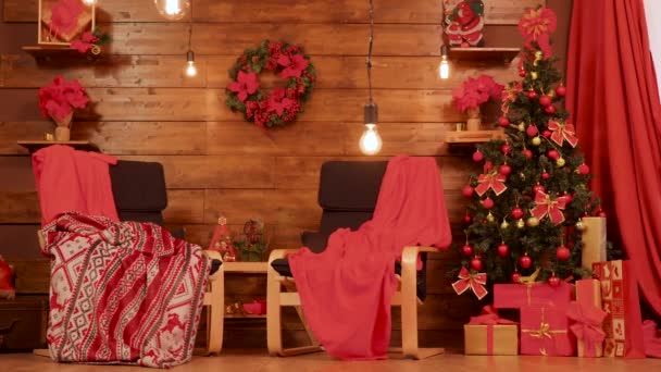 Rotes Weihnachtszimmer — Stockvideo