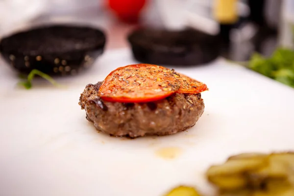 Delicious burger meat made by chef cook