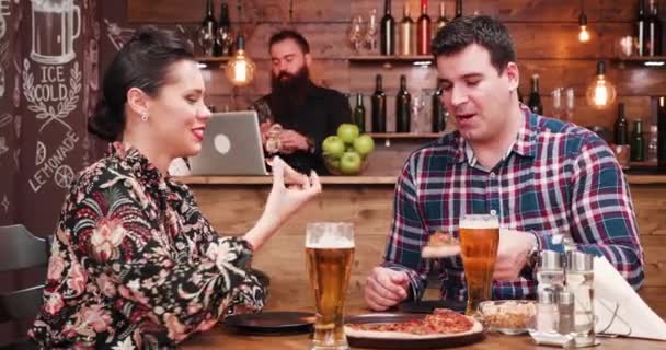 Dinning in vintage pub or restaurant — Stok video