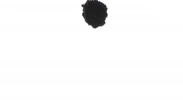 Чорна чорнильна фарба розбризкується на білому текстурованому фоні — стокове відео