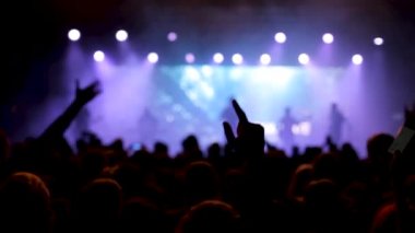 Rock hayranları dans ve sahnede bir perfomayce zevk