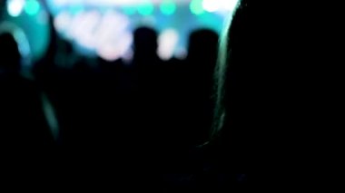 Hayranları sahne ışıkları yanıp karşı bir müzik festivali 'nde dans