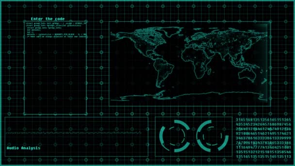 Hud tecnología futurista sobre fondo negro — Vídeos de Stock