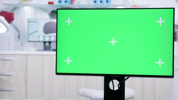Estático close-up tiro da tela do monitor com mock-up — Vídeo de Stock