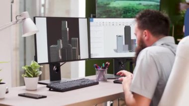 Yeni bina projesi üzerinde çalışan 3d mimar
