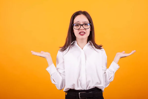 Young teenager girl with her hands up in the air — 스톡 사진